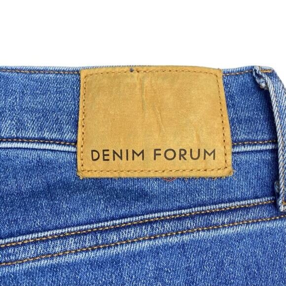 DENIM FORUM Aritzia The Jane Mid Rise Boot Sz 25 Ripped Frayed Knee - Picture 10 of 10